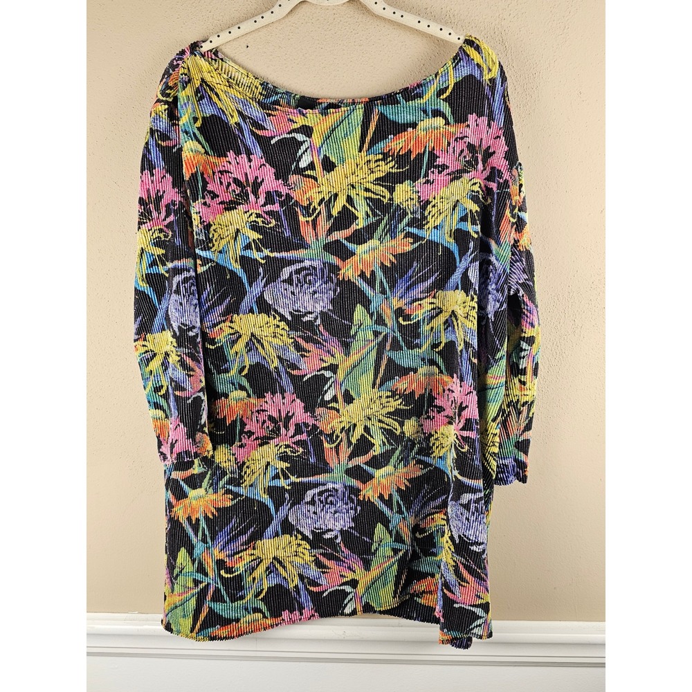 Berek Womens Black Multi Floral Gauze Top Large